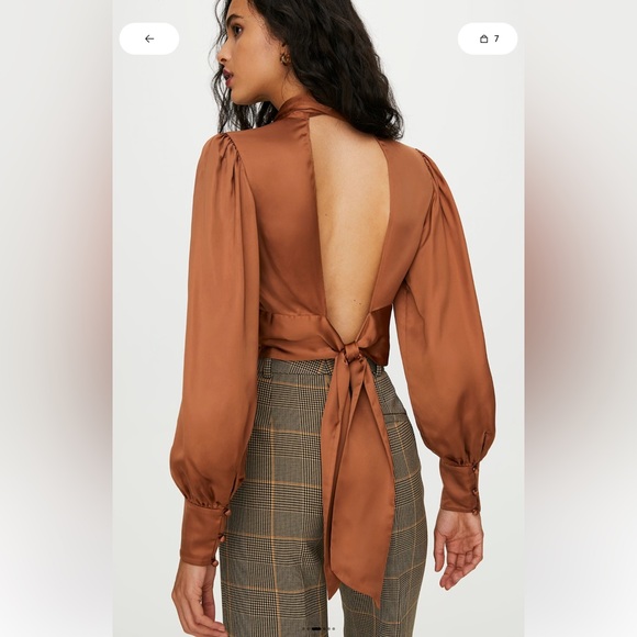 WILFRED LEIGH BLOUSE | ARITZIA | TERRAZZO BROWN | SIZE L | - Picture 2 of 6